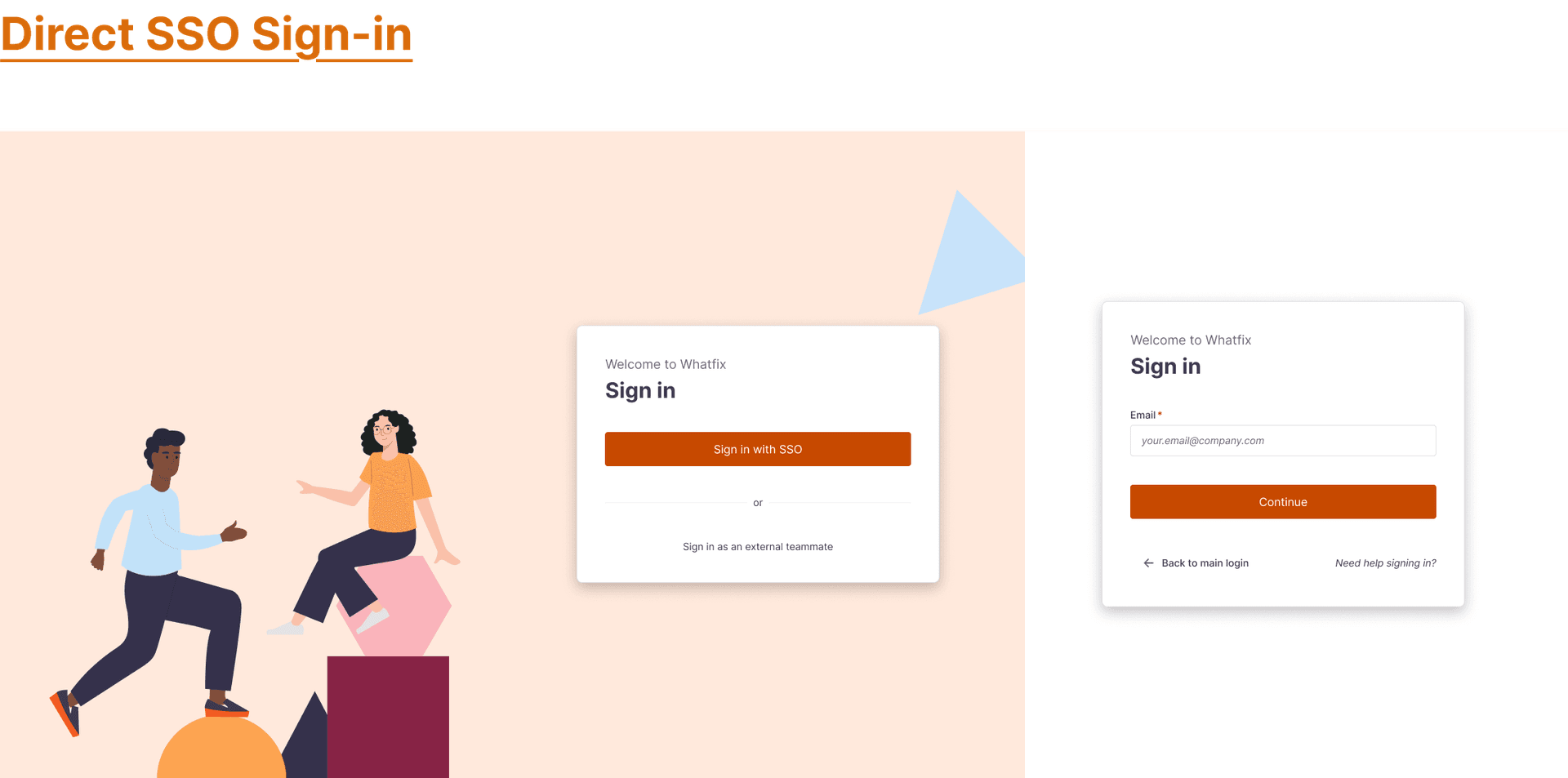 Direct SSO sign-in — the default sign-in screen when the identity provider is reachable.